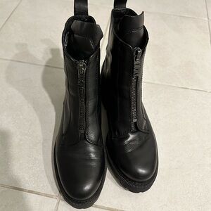 Sleek Black Leather Combat Boots